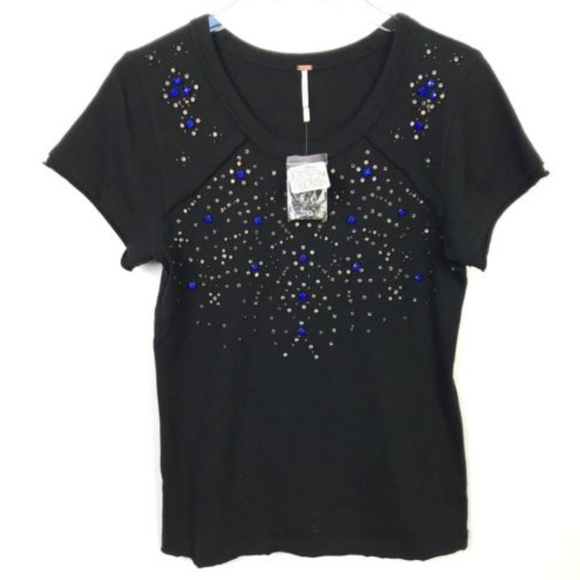 Free People Tops - Free PeopleT-Shirt Short Sleeve Jeweled Beaded